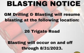 August 2023 Blasting Notice