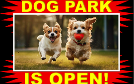 dog park is open sign