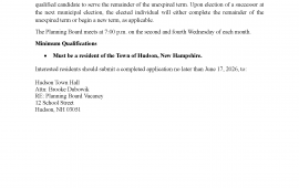 Vacant Planning Board Member notice