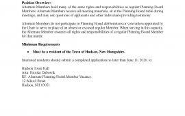 Alternate Planning Board Vacancy notice