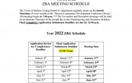 2022 ZBA Meeting Schedule