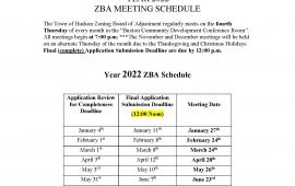2022 ZBA Meeting Schedule