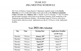 ZBA 2021 Meeting Schedule