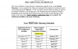 ZBA MEETING SCHEDULE 2025