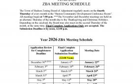 ZBA Meeting Schedule 2026