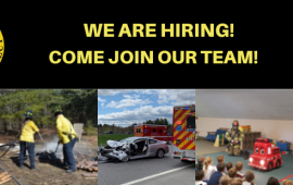 We are hiring, come join our team!  Photos of boat deployment, fire extinguishing and interactions with children.