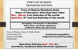 New Hudson Transfer Hours