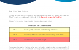 annual water ban letter