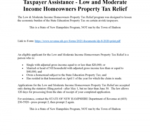 Taxpayer Relief flyer