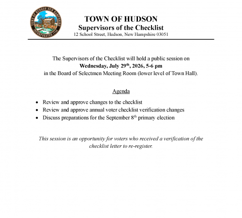 Supervisors of the Checklist Voter Meeting Notice