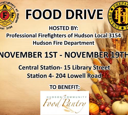 Cornucopia background with the date and drop off locations listed above