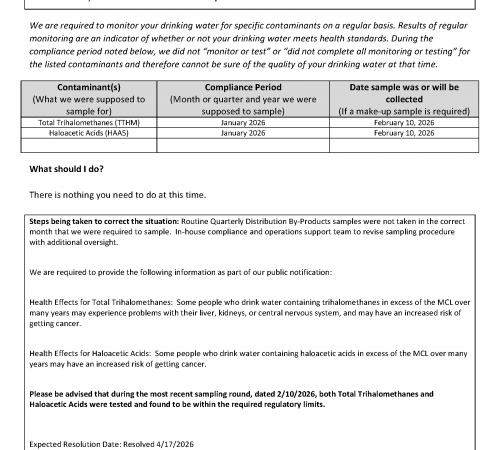 Drinking Water Notice