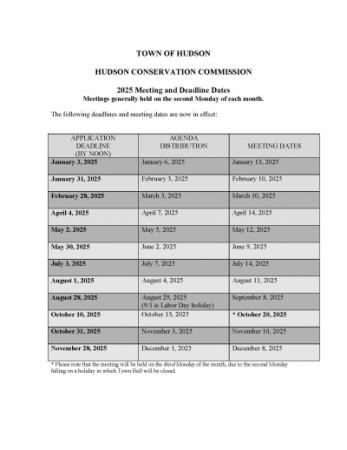 2025 Conservations Committee Deadlines