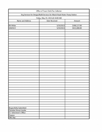 Marsh Road Bid Results