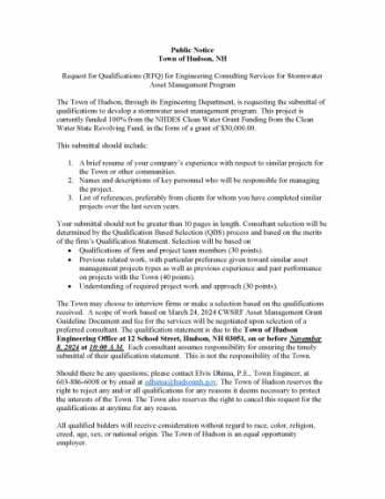 RFQ - engineering stormwater
