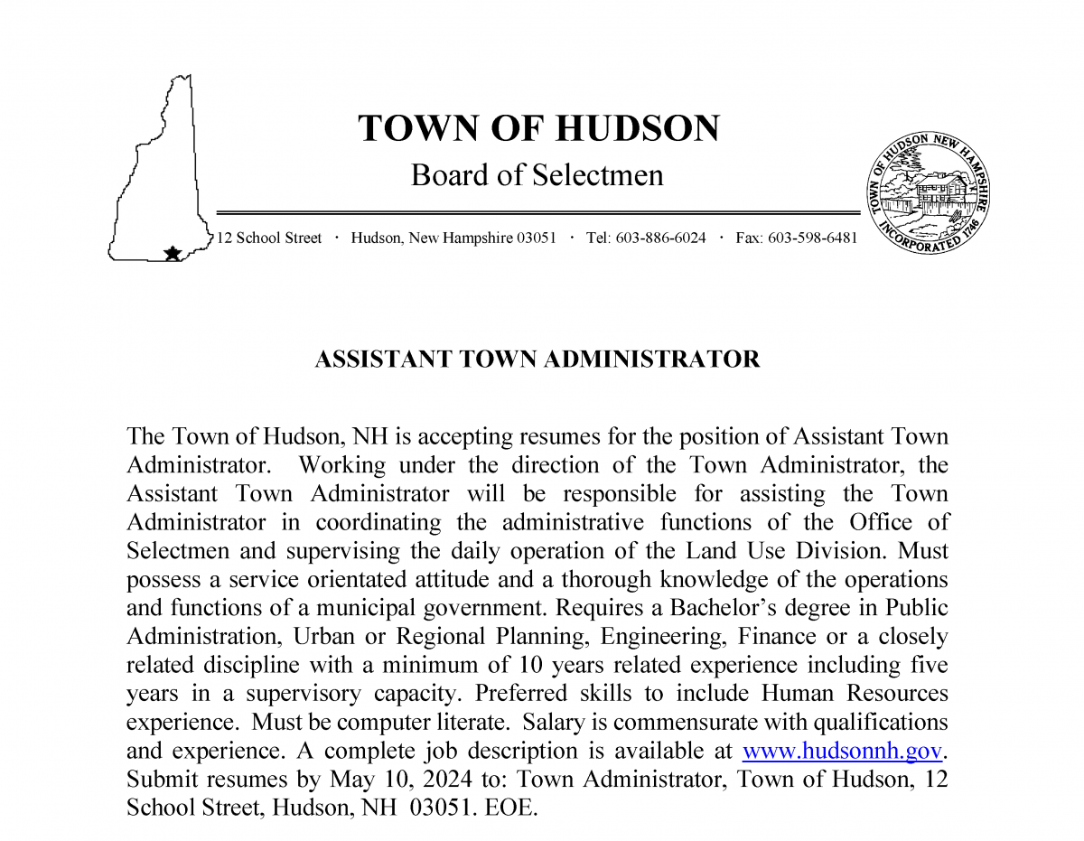 Assistant Town Administrator Ad