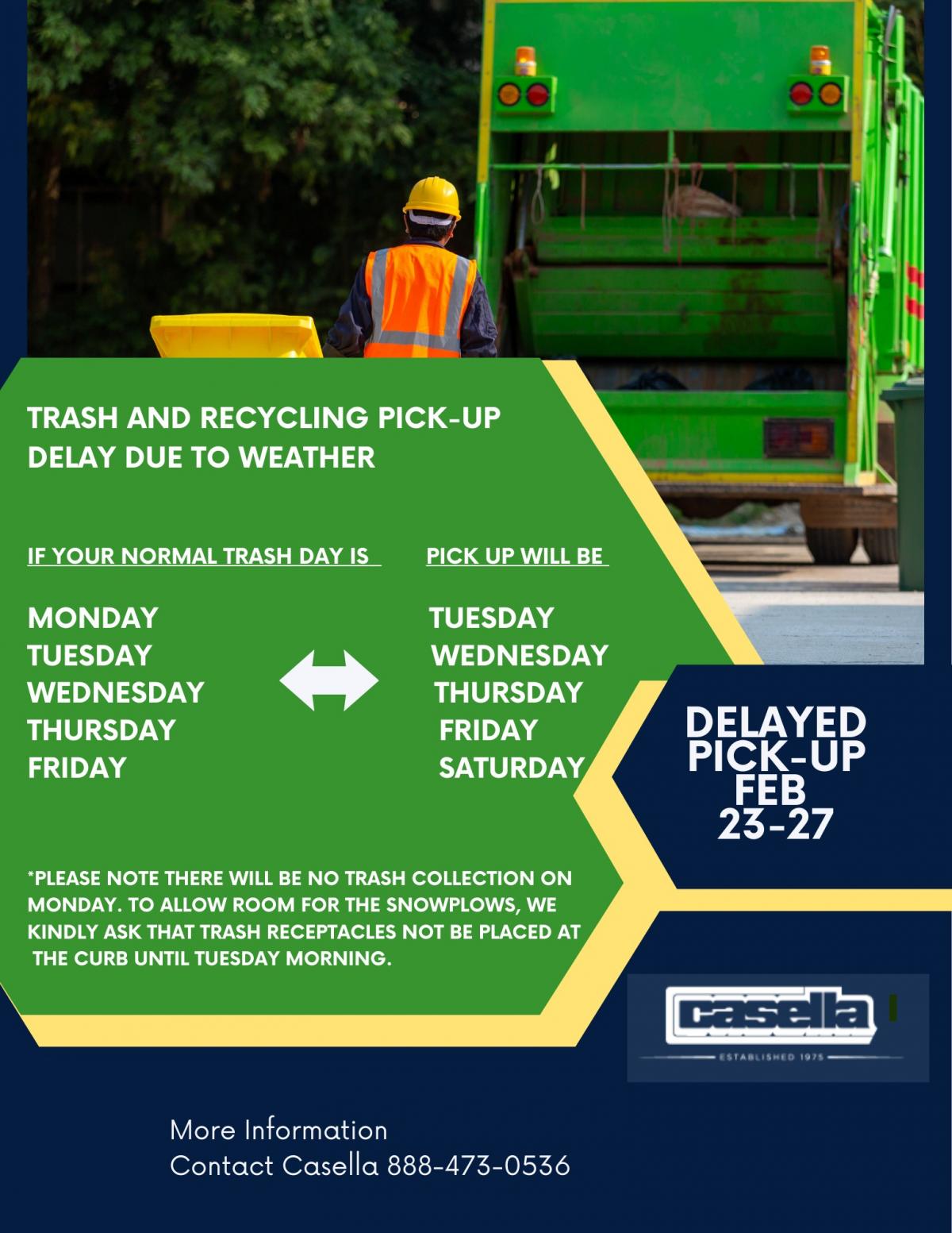 Delayed Trash Week of FEB 23-27