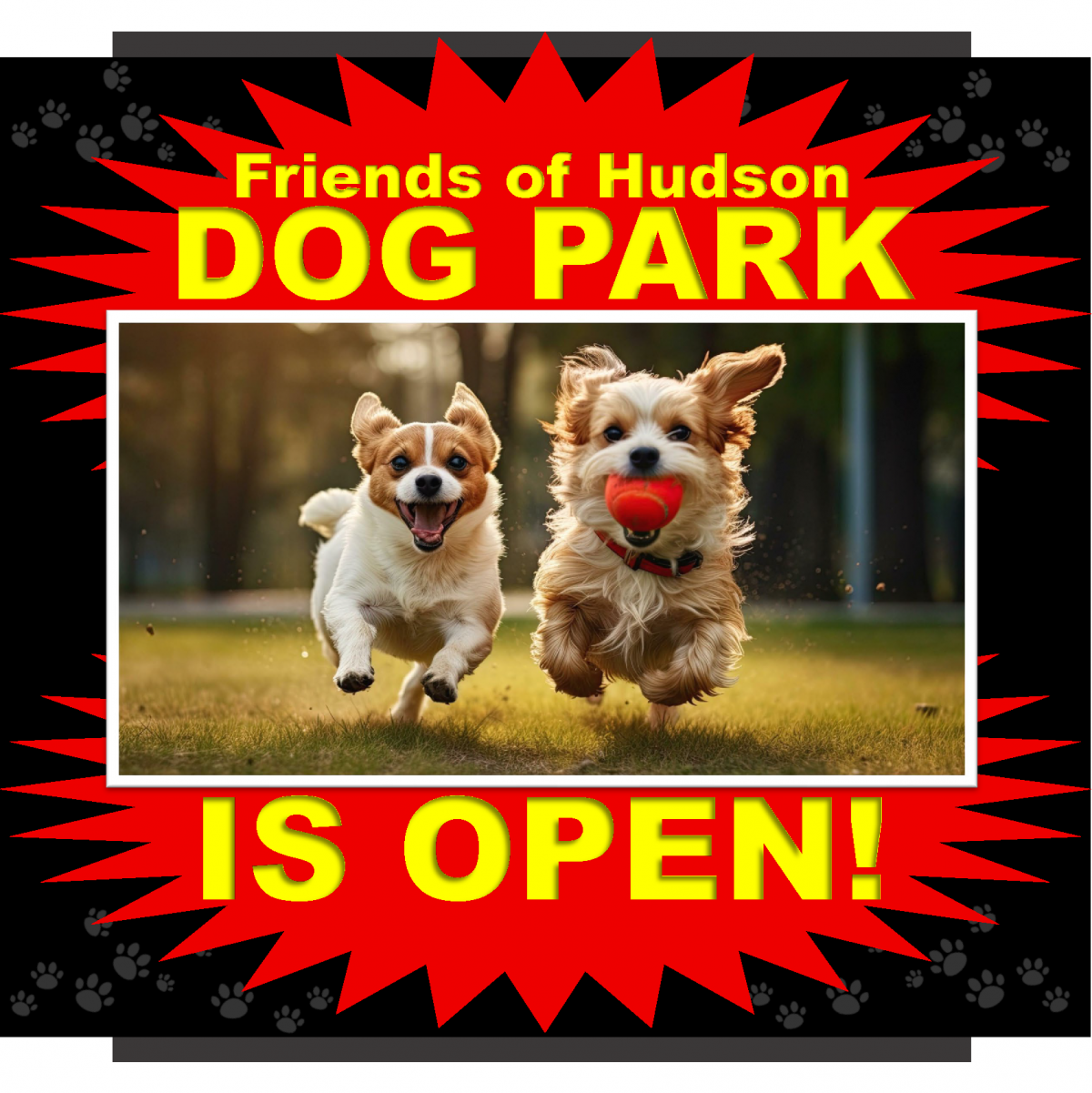dog park is open sign