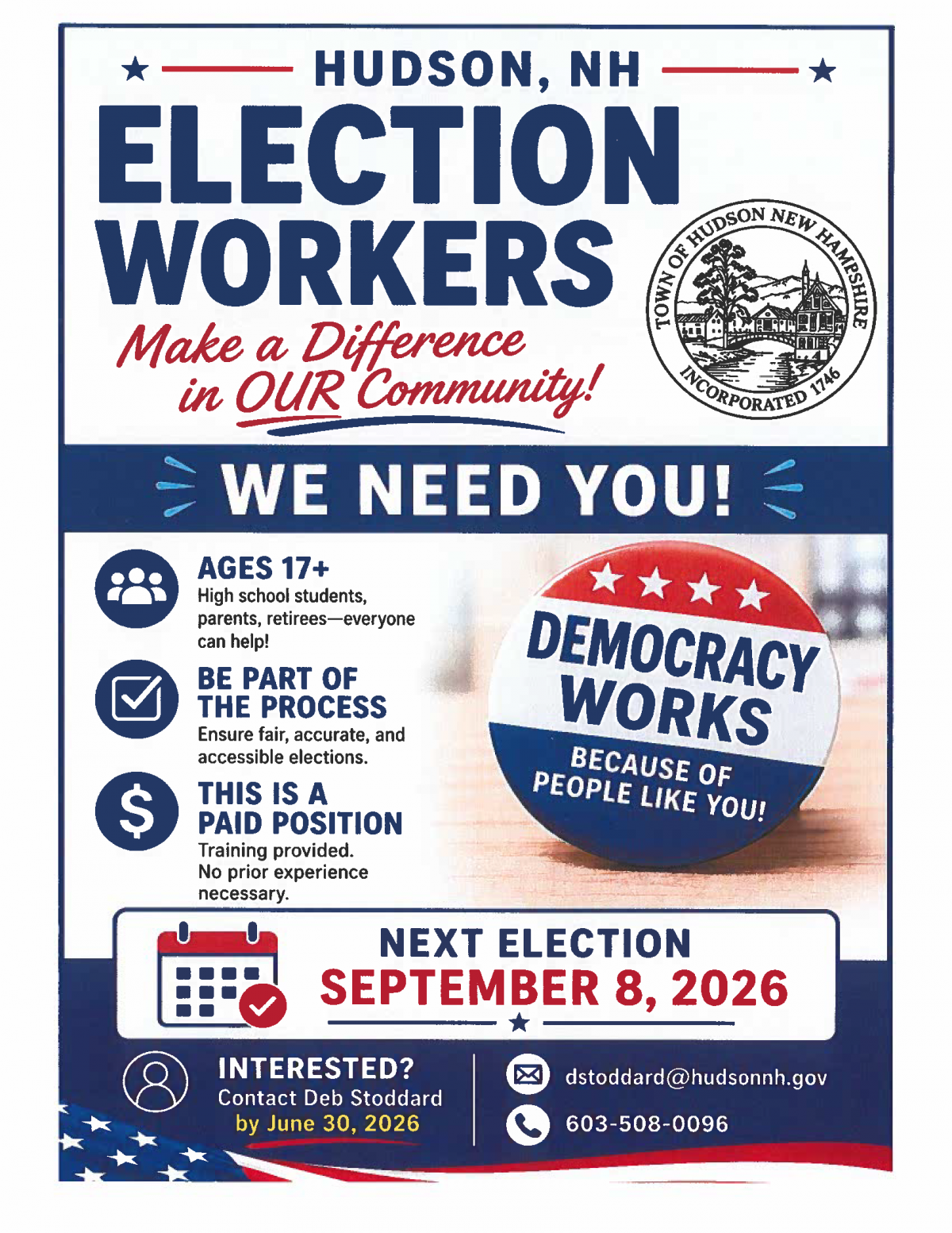 Election Workers Needed flyer