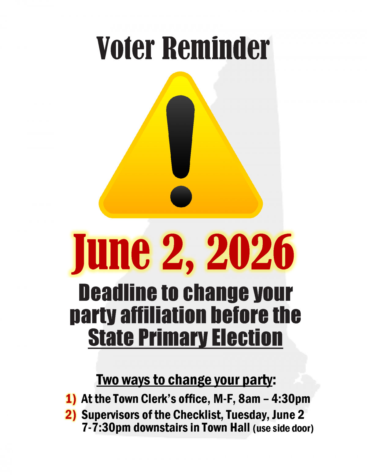 Supervisors of the Checklist Change Notice