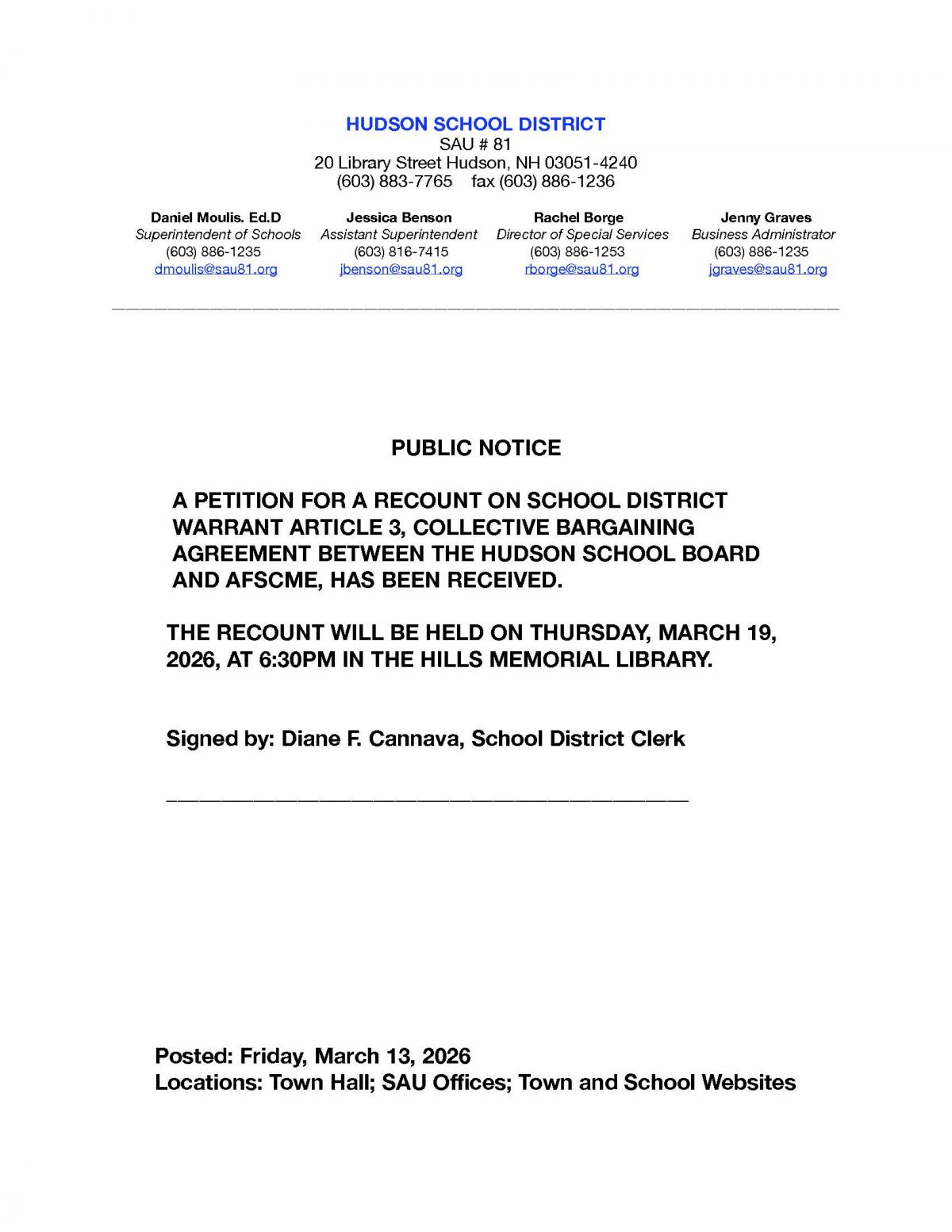 Warrant Article 3 for School