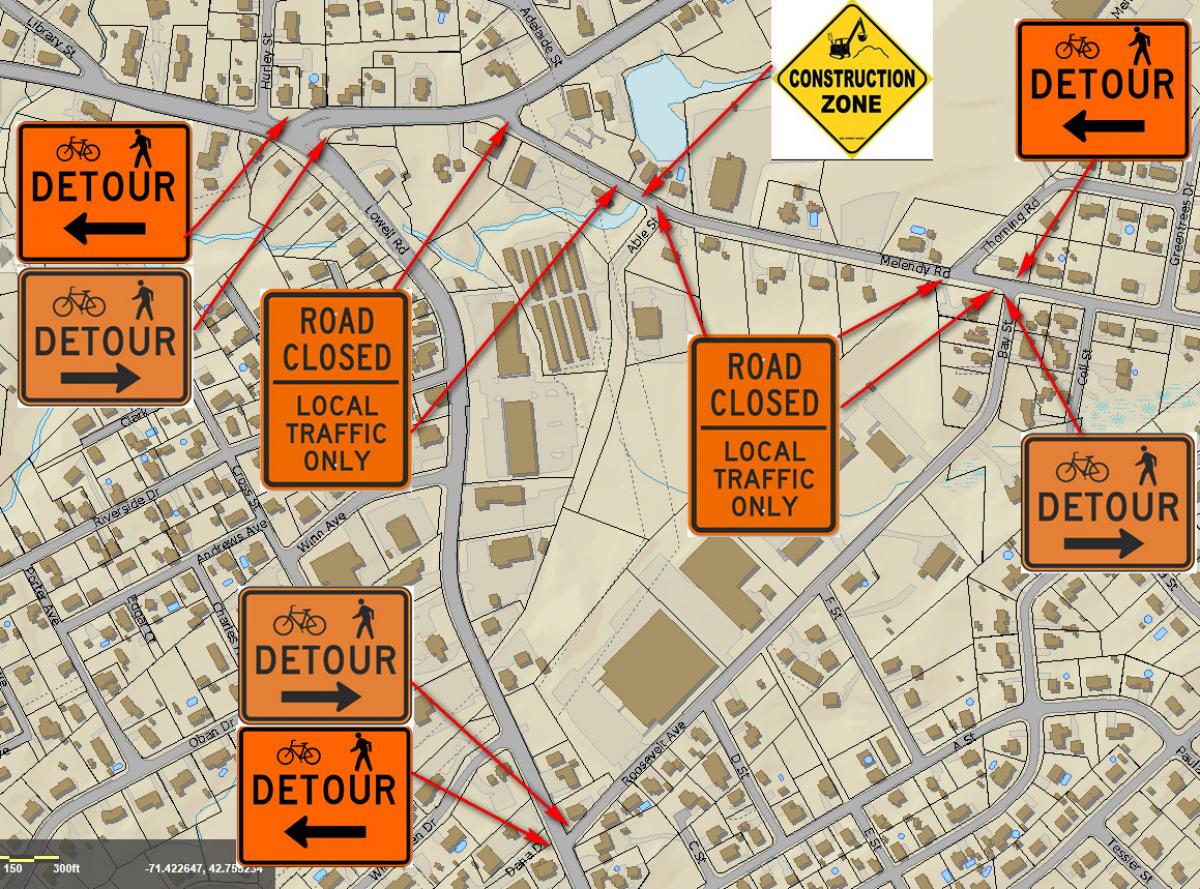 melendy road traffic detour