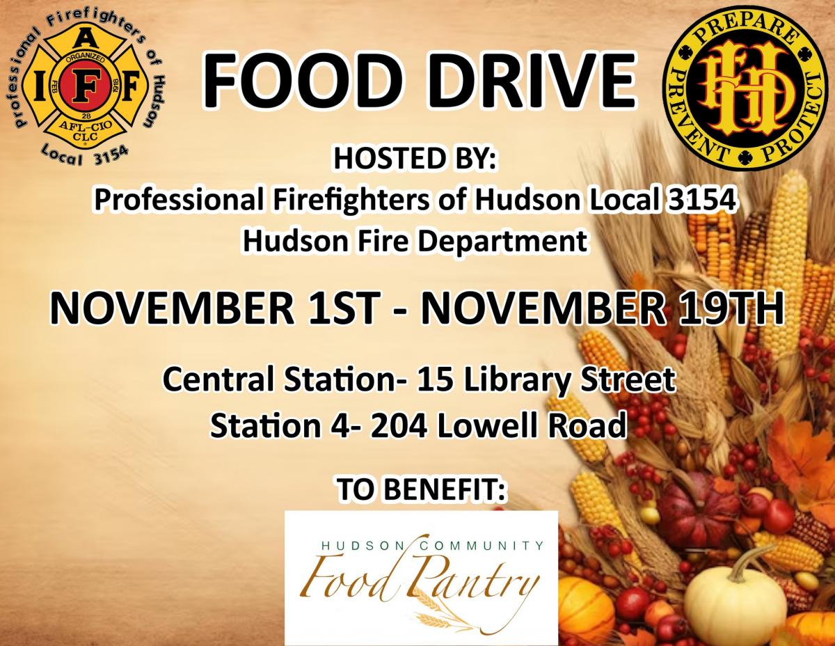 Cornucopia background with the date and drop off locations listed above